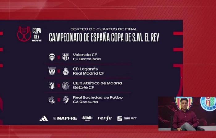 Valence-Barça, Leganés-Real Madrid, Atlético-Getafe et Real Sociedad-Osasuna, en quarts de finale de la Copa del Rey