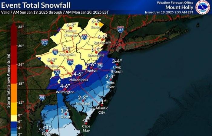 Les prévisions de neige augmentent pour dimanche dans certaines régions alors que la tempête se dirige vers le sud et l’est.