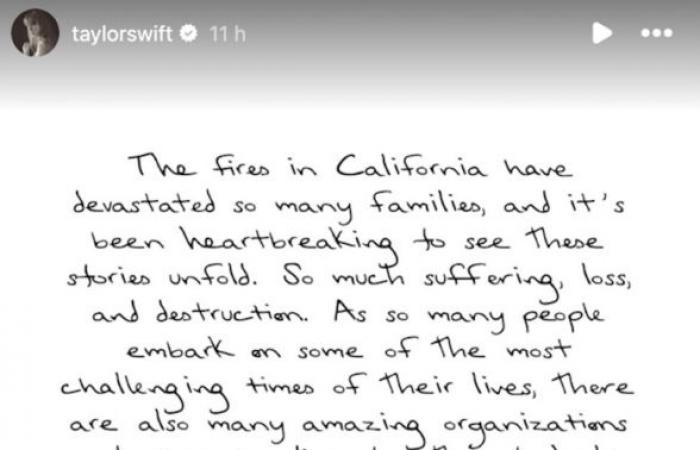 Taylor Swift dénonce les incendies qui ravagent Los Angeles