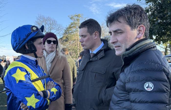 Dominique Bressou, au bord des larmes après la victoire de Gage de Réussite dans le Grand Prix de Pau