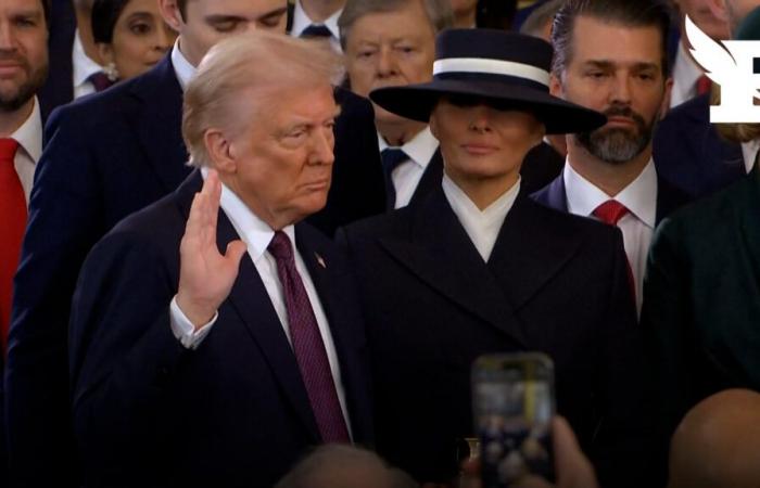 baiser raté, Elon Musk tout sourire, hymne américain… Les images fortes de l’investiture de Donald Trump au Capitole