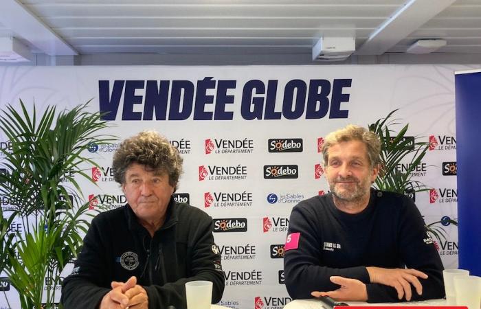 Les Sables-d’Olonne Vendée Globe. Skippers Jean Le Cam and Eric Bellion against technological escalation!