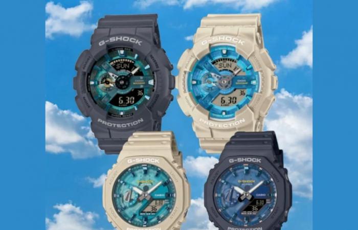 Les montres Casio G-Shock GA-110AS et GA-2100AS apparaissent en noir et beige