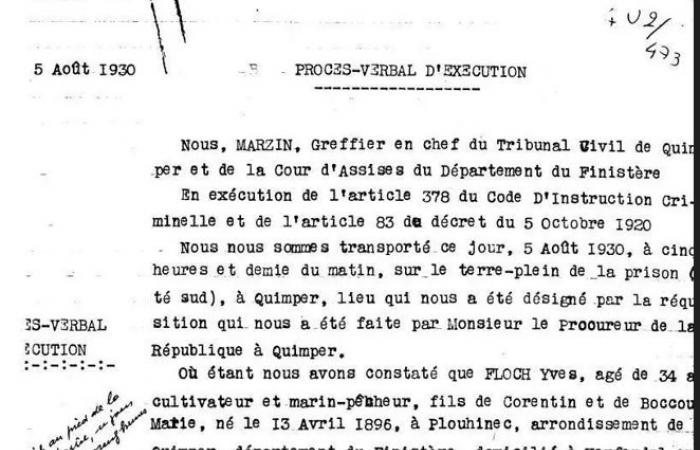 Quimper. Yves Floch, le dernier condamné à mort du Finistère, était guillotiné il y a 95 ans