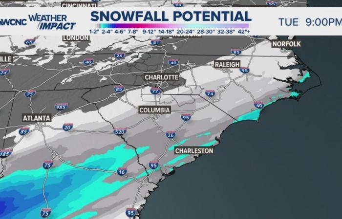 Pourquoi Charleston, Caroline du Sud verra plus de neige que Charlotte, Caroline du Nord