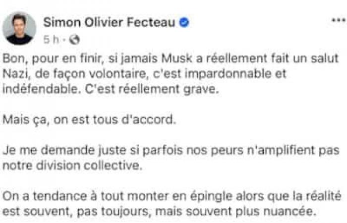 Simon-Olivier Fecteau sème la polémique avec un post Facebook défendant le geste d’Elon Musk