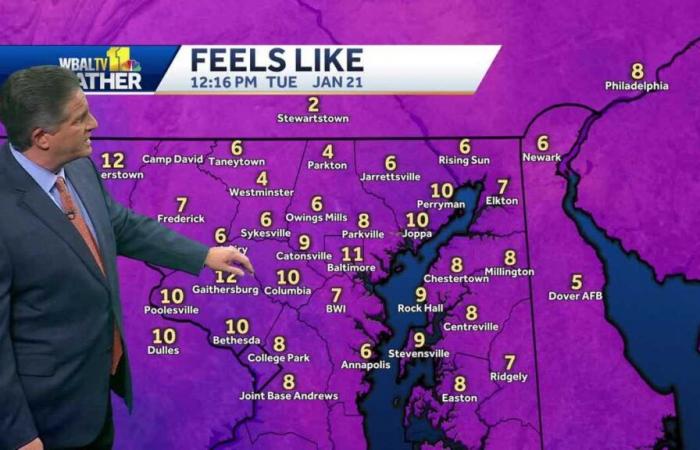 Températures arctiques pour le Maryland alors que Impact Weather continue