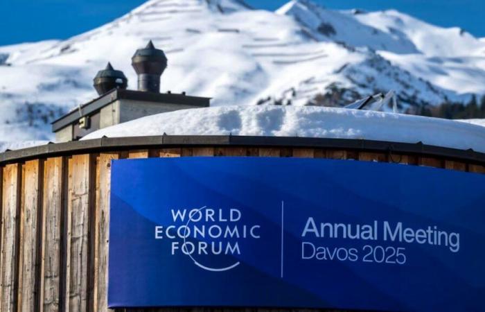 Donald Trump monte virtuellement sur scène à Davos