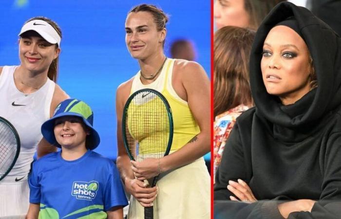 Le mannequin Tyra Banks, d’une valeur de 90 millions de dollars, fait une apparition inattendue à l’Open d’Australie Aryna Sabalenka contre Paula Badosa dans une superbe tenue entièrement noire