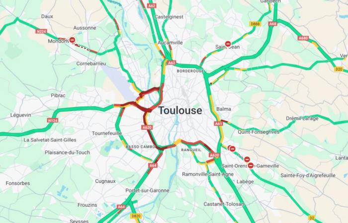 En direct : trafic intense dans l’ouest de Toulouse ce jeudi soir