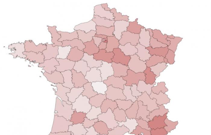 la carte des départements les plus touchés par l’épidémie