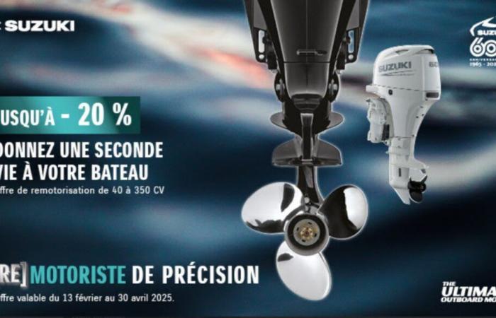 Jusqu’à 20% de baisse de prix, pour remotoriser votre bateau avec un moteur hors-bord Suzuki