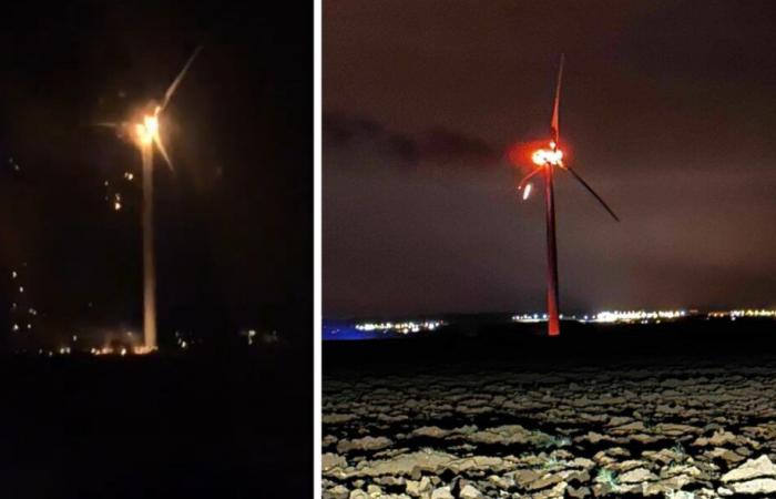 Un incendie d’éolienne filmé près de Briey