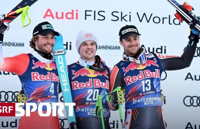 Descente hommes à Kitzbühel – Le Canadien Crawford rattrape Monney sur la séquence.