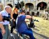 tournage dans les tranchées sur la place de la cathédrale