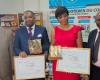 Juste Désiré Mondélé, Louis Bakabadio and Nicole Mballa receive the Jean-Malonga Prize