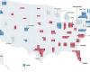 la carte des premiers résultats de l’élection américaine entre Harris et Trump