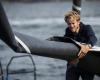 Jules Verne Trophy. François Gabart and the maxi-trimaran SVR-Lazartigue close to the start.